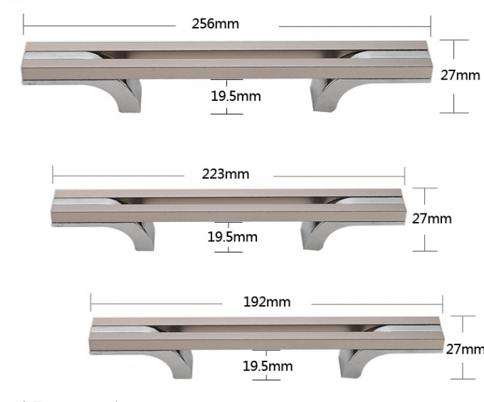 De holle de Keukenkasthandvatten en Knoppen 160mm de Bar Eenvoudige Modern van de Aluminiumassemblage T trekken