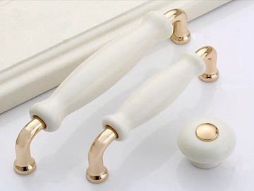 Round Ceramic Cabinet Door Knobs , White Porcelain Ceramic Drawer Pulls And Knobs